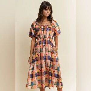 Davi & Dani Plaid Floral Midi Dress — 2X NWT